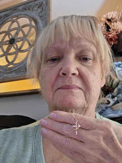Customer wearing the necklace