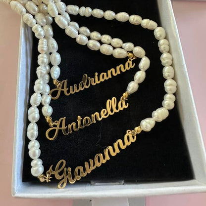 Custom Freshwater Pearl Name Necklace