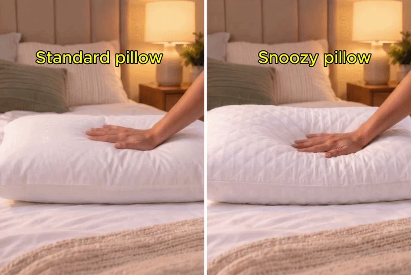 Snoozy pillow lifestyle image showing relaxed sleep