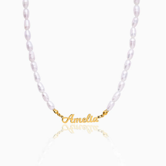 Custom Freshwater Pearl Name Necklace