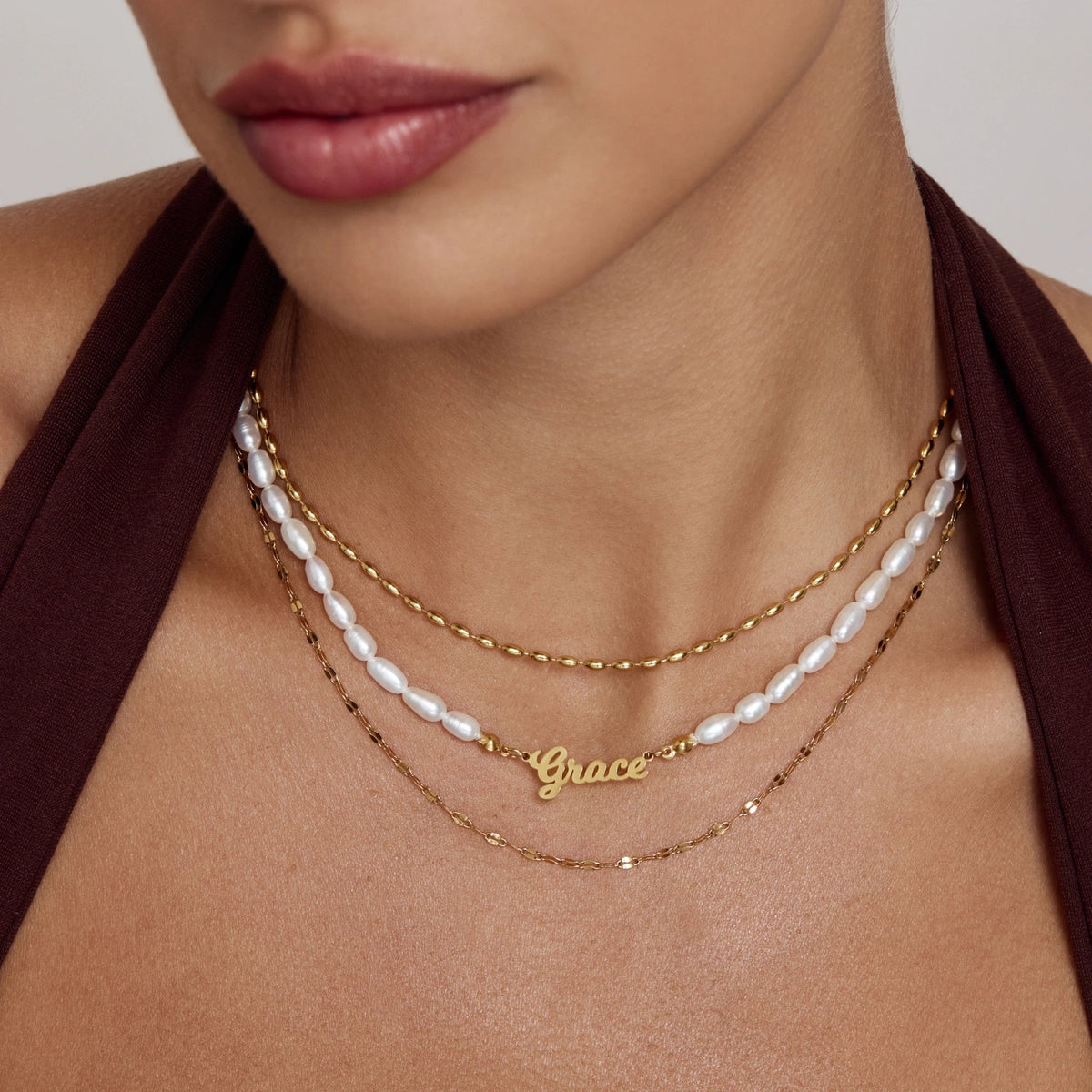 Custom Freshwater Pearl Name Necklace